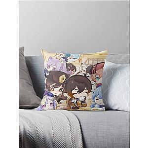 Chibi Characters From Liyue - Genshin Impact Throw Pillow