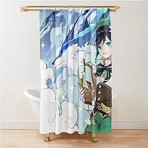 Genshin Impact - Venti, Dvalin and Wolf of The North Official Artwork Shower Curtain